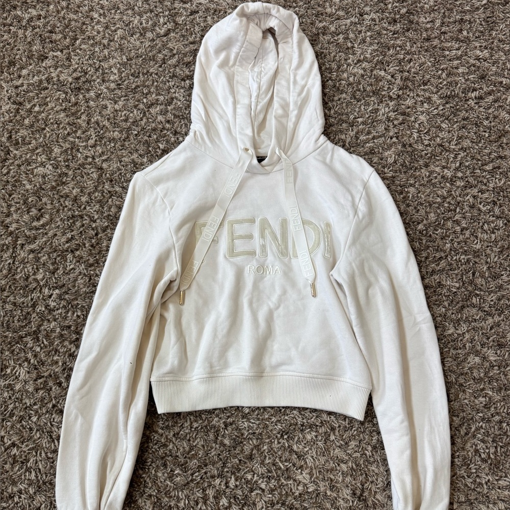 Fendi Women's Cream Hoodie Sweater